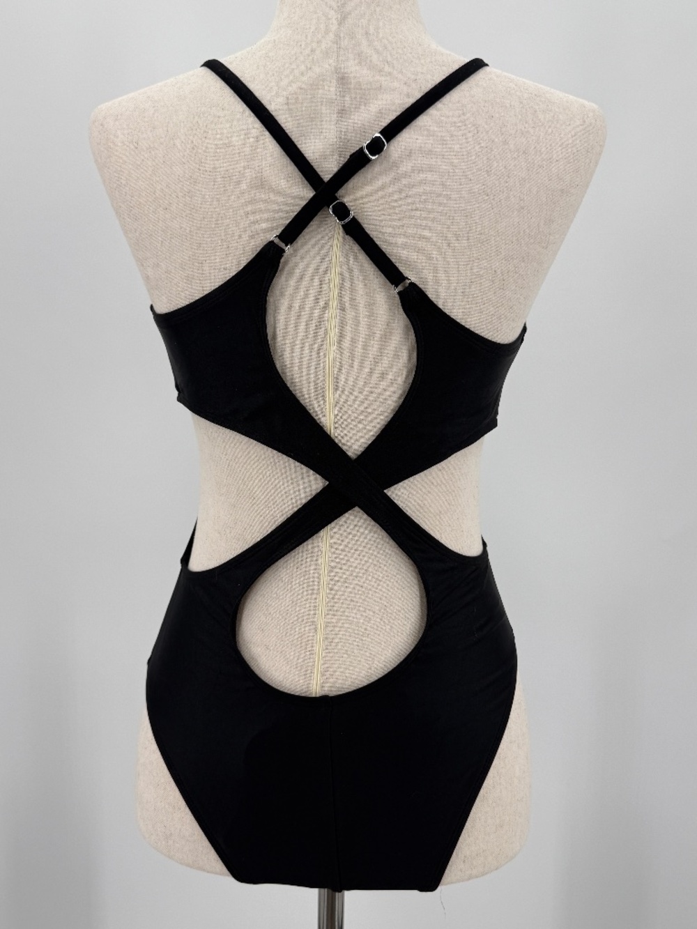 Cupshe Black Criss-Cross Open Back One Piece Bathing Suit Strappy Resort Women M